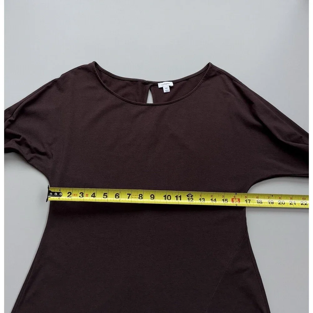 CUYANA Dolman Sleeve Midi Dress Medium Organic Pima Cotton Lagenlook Ruched Cuff - Picture 11 of 15